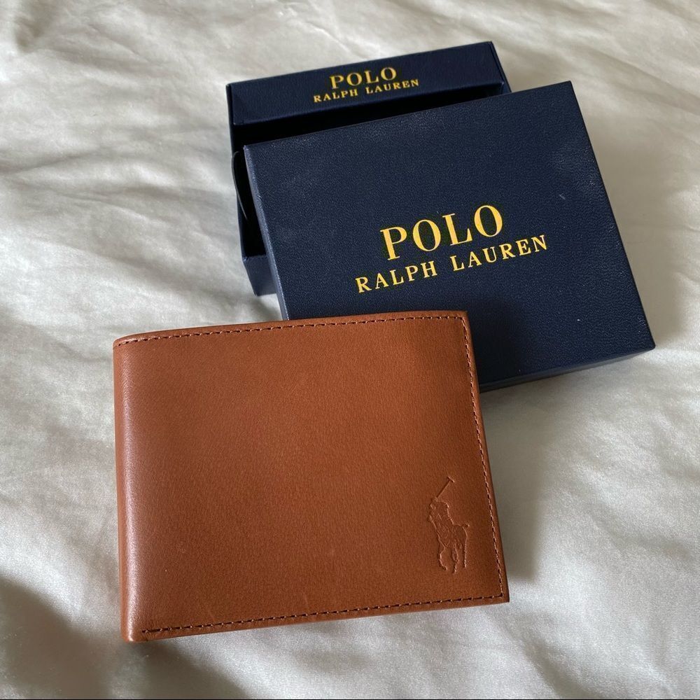 NEW Polo Ralph Lauren Tan Bio Fold Leather Wallet